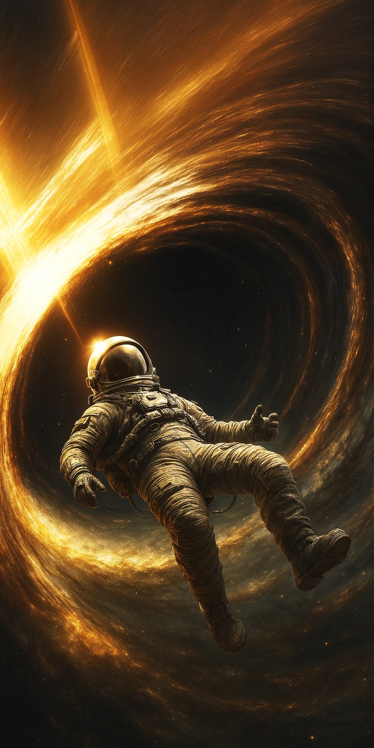 Space astronaut black hole 3D spatial wallpaper for mobile
