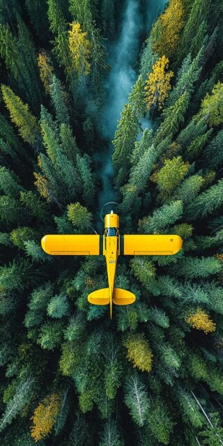 Plane flying over forest wallpaper 4K iPhone
