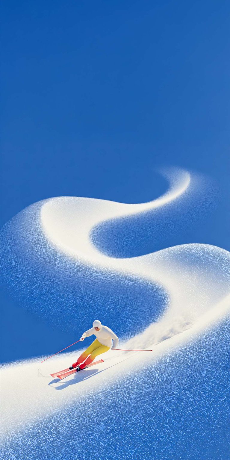 Skiing aesthetic art wallpaper 4K