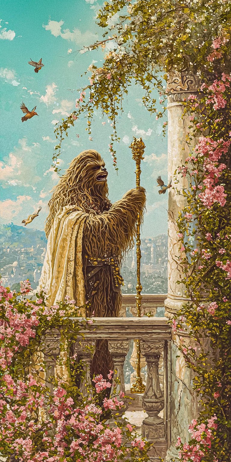 Chewbacca Star Wars art iPhone wallpaper 4K