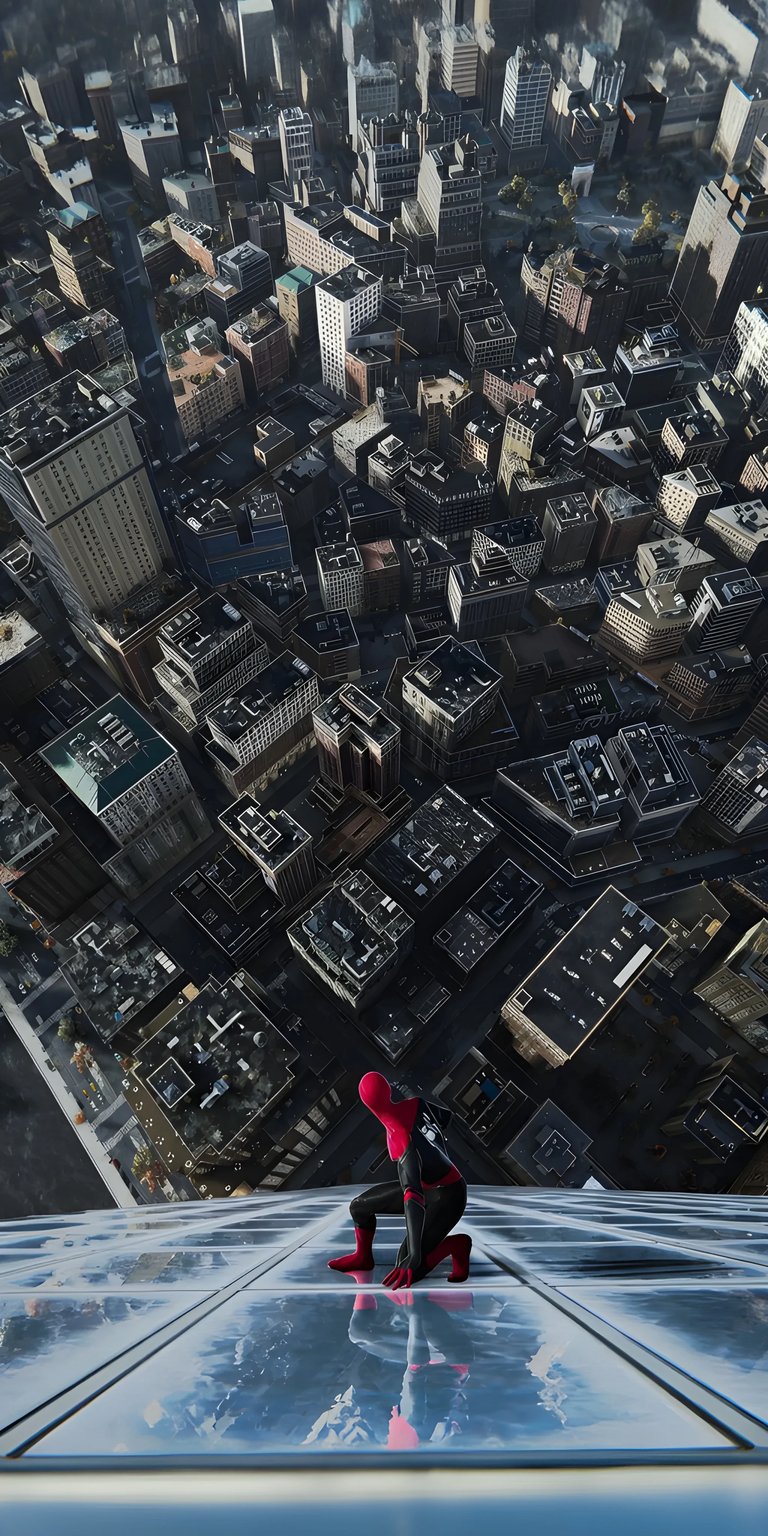 Download this amazing Spiderman 4K wallpaper for your iPhone! The city buildings look like a maze, and the reflection on the glass is gorgeous.