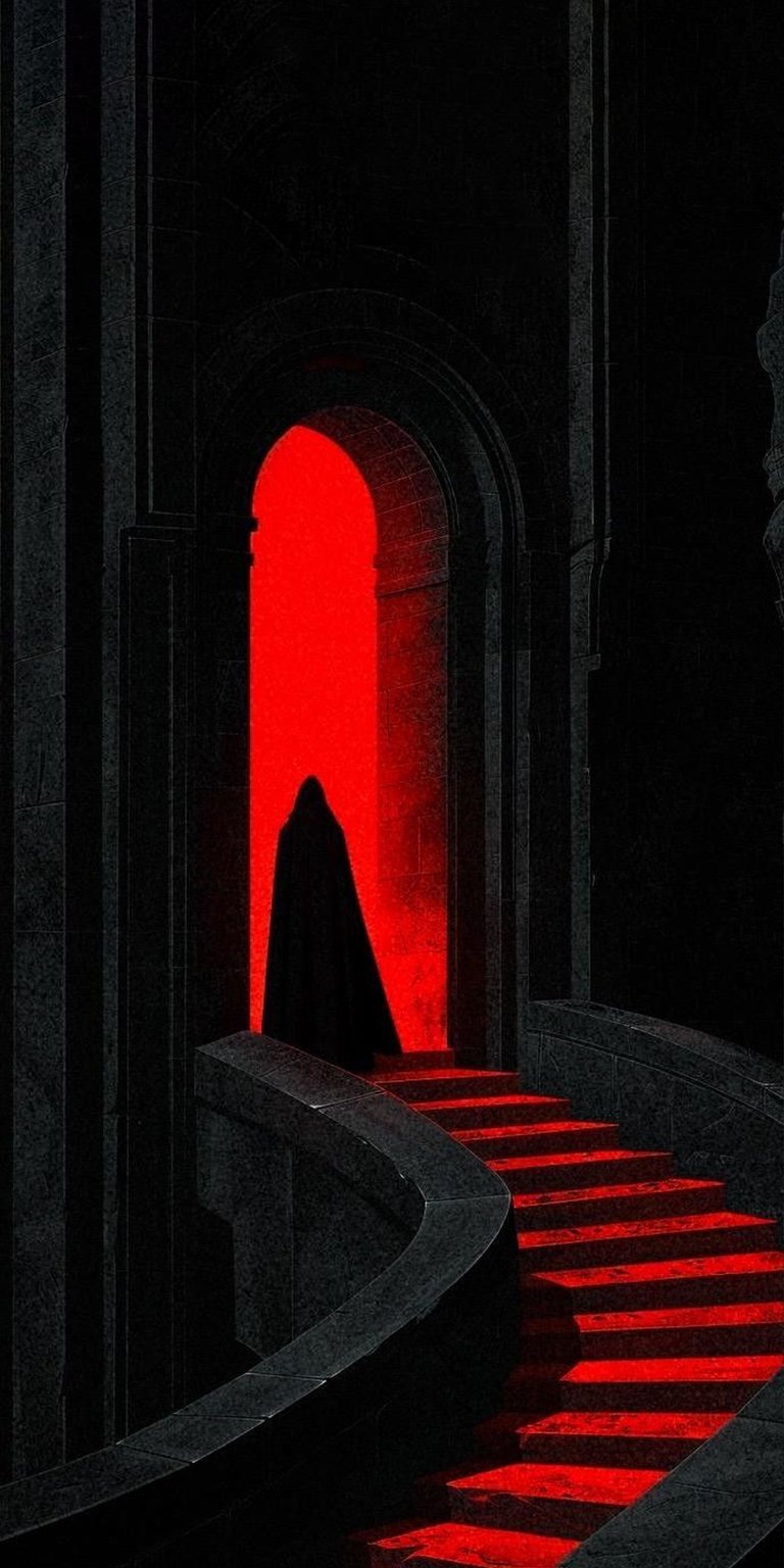 Man wearing cloak on the stairway wallpaper 4k iPhone