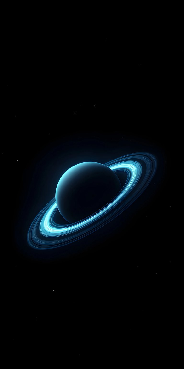 Journey into the cosmos with this stunning neon blue rendition of Saturn. Featuring glowing rings against a pitch-black void, this wallpaper captures the mysterious beauty of the solar system in a vibrant, modern aesthetic. Perfect for those who love astronomy and dark, atmospheric space themes.