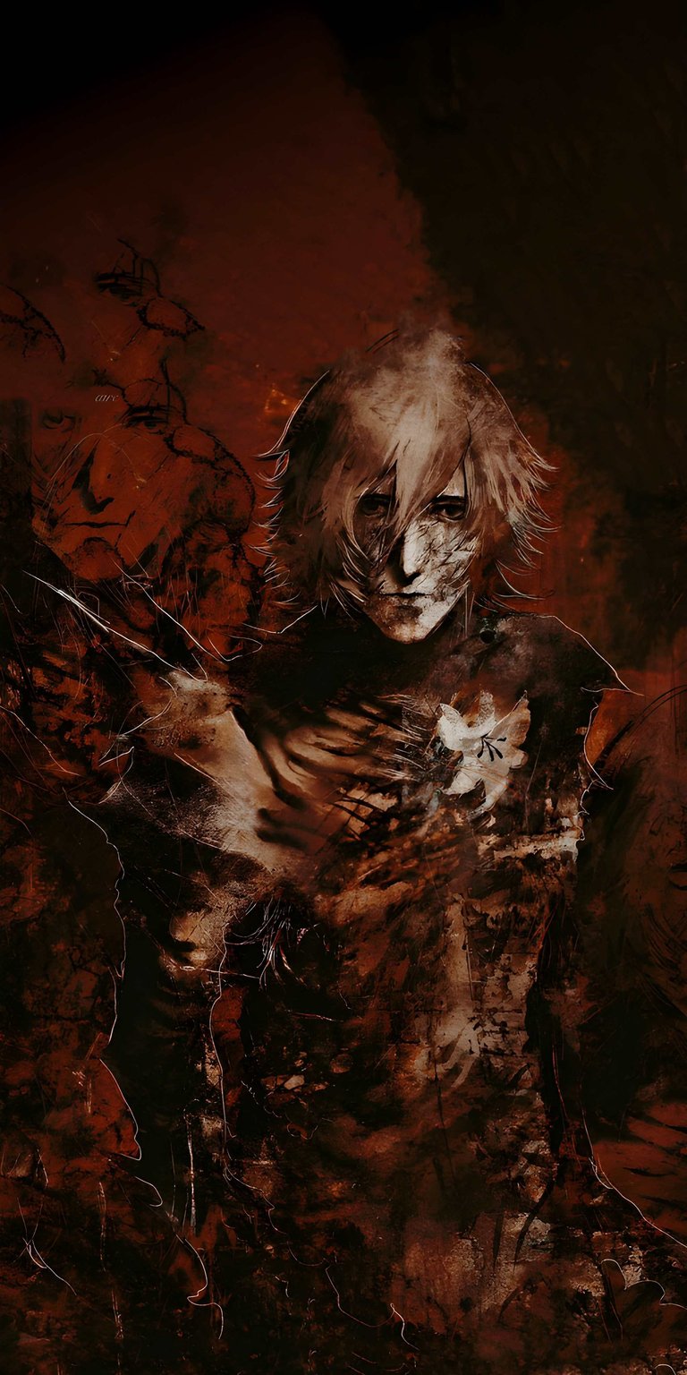 Enhance your iPhone with this dark Nier Replicant Emil 4K wallpaper featuring cinematic textures and gothic red accents. This mobile wallpaper captures the haunting aesthetic of Yoko Taro’s universe with high-contrast shadows and detailed character art.