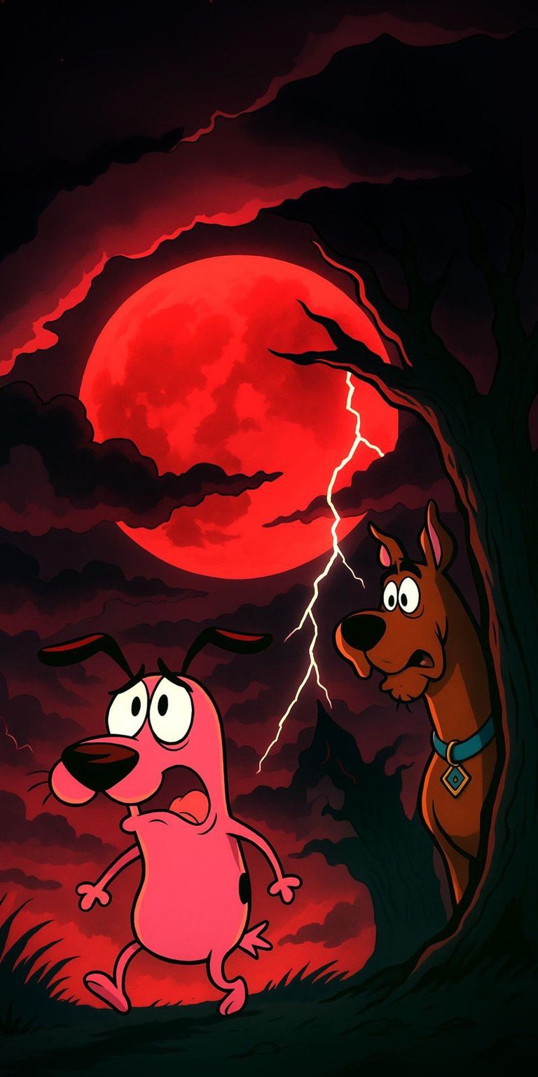 Courage the Cowardly Dog and Scooby Doo scary wallpaper for iPhone 4K