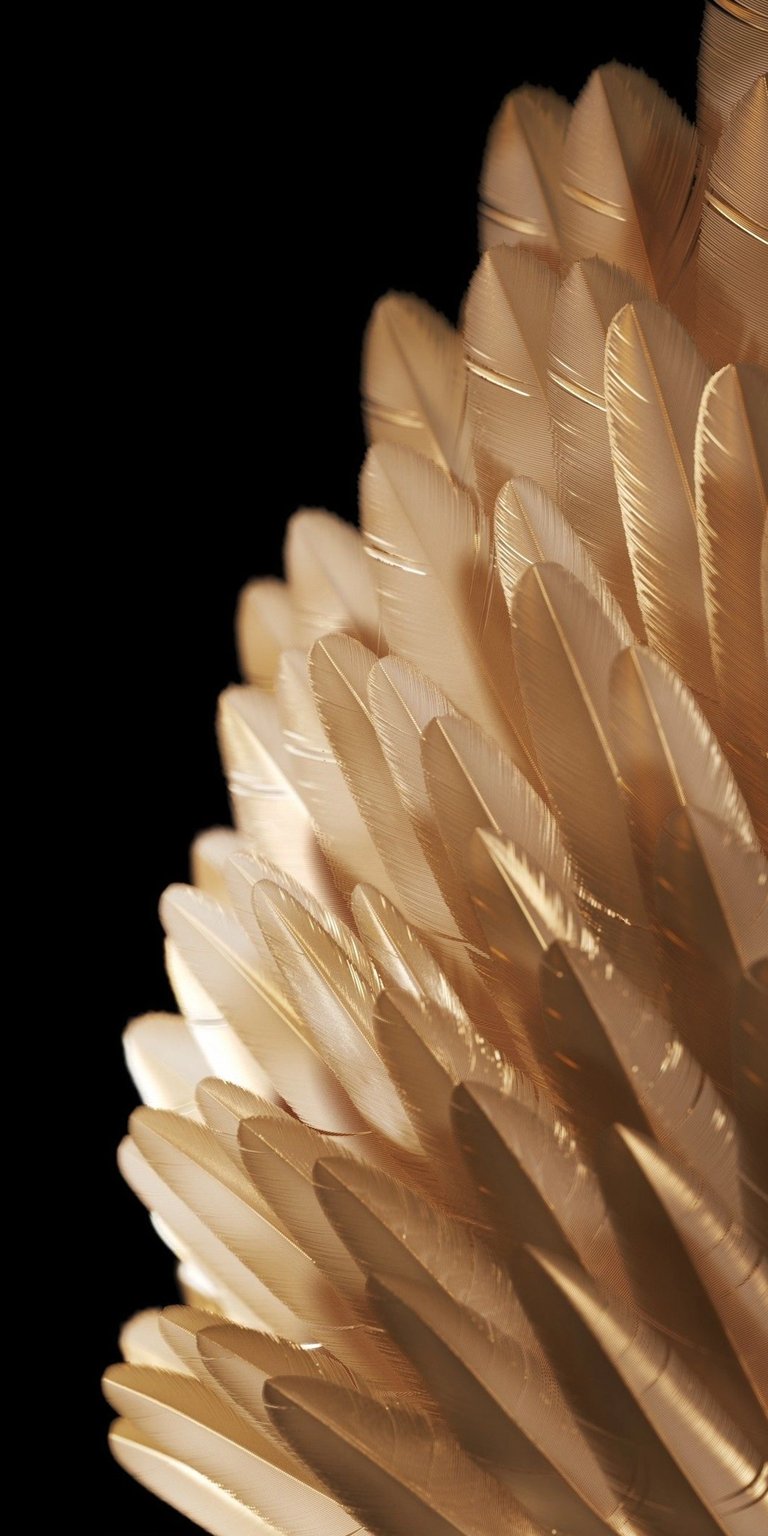 Download this beautiful 4K wallpaper for your iPhone, featuring golden feathers with distinct barbs on a sleek black background. This eye-catching wallpaper showcases the intricate details and smooth texture of each individual feather.