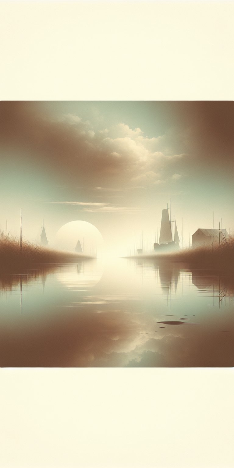 Foggy river illustration wallpaper