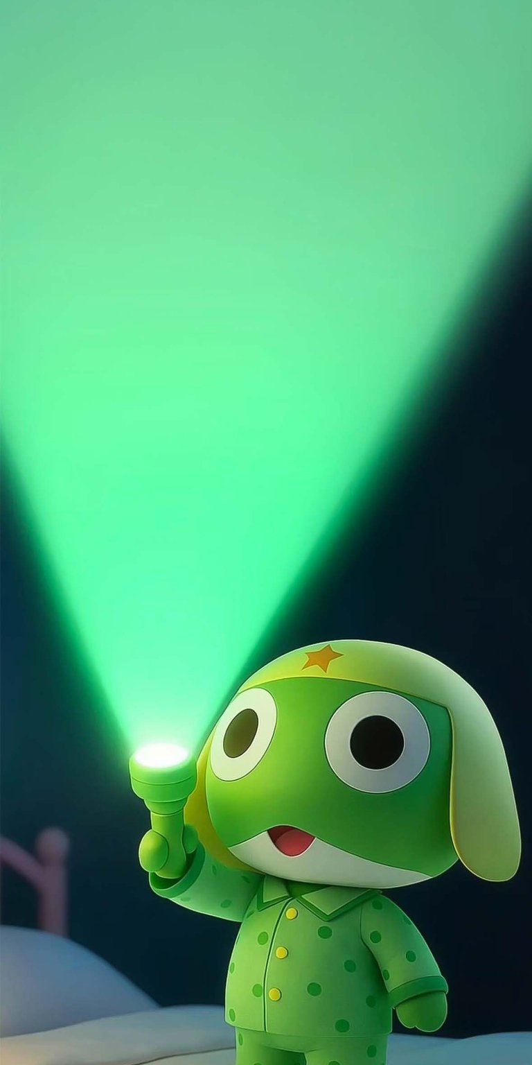 Keroro holding flashlight iPhone wallpaper