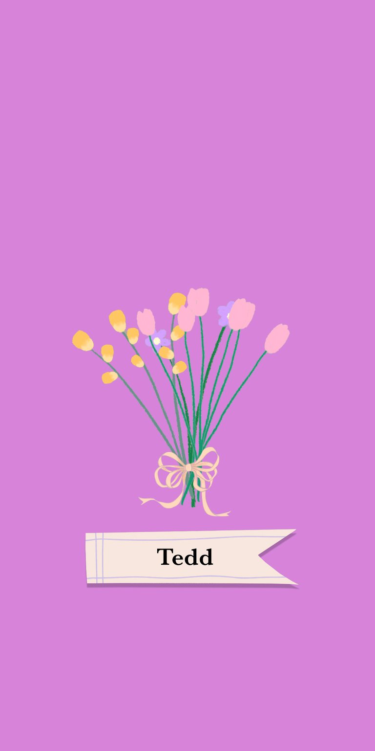 pink illustration flower yellow purple bouquet ribbon tulip tedd
