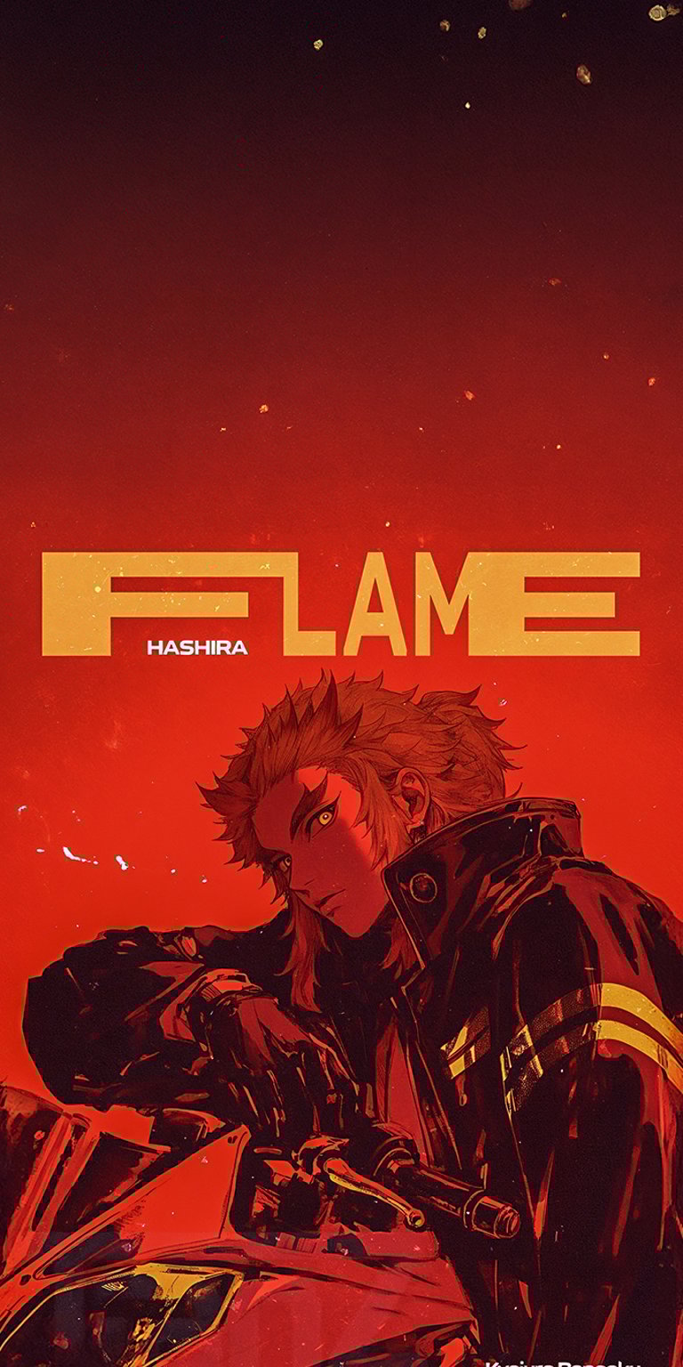 Kyojuro Rengoku, the Flame Hashira from the anime and manga series Demon Slayer: Kimetsu no Yaiba with sharp 4K visuals