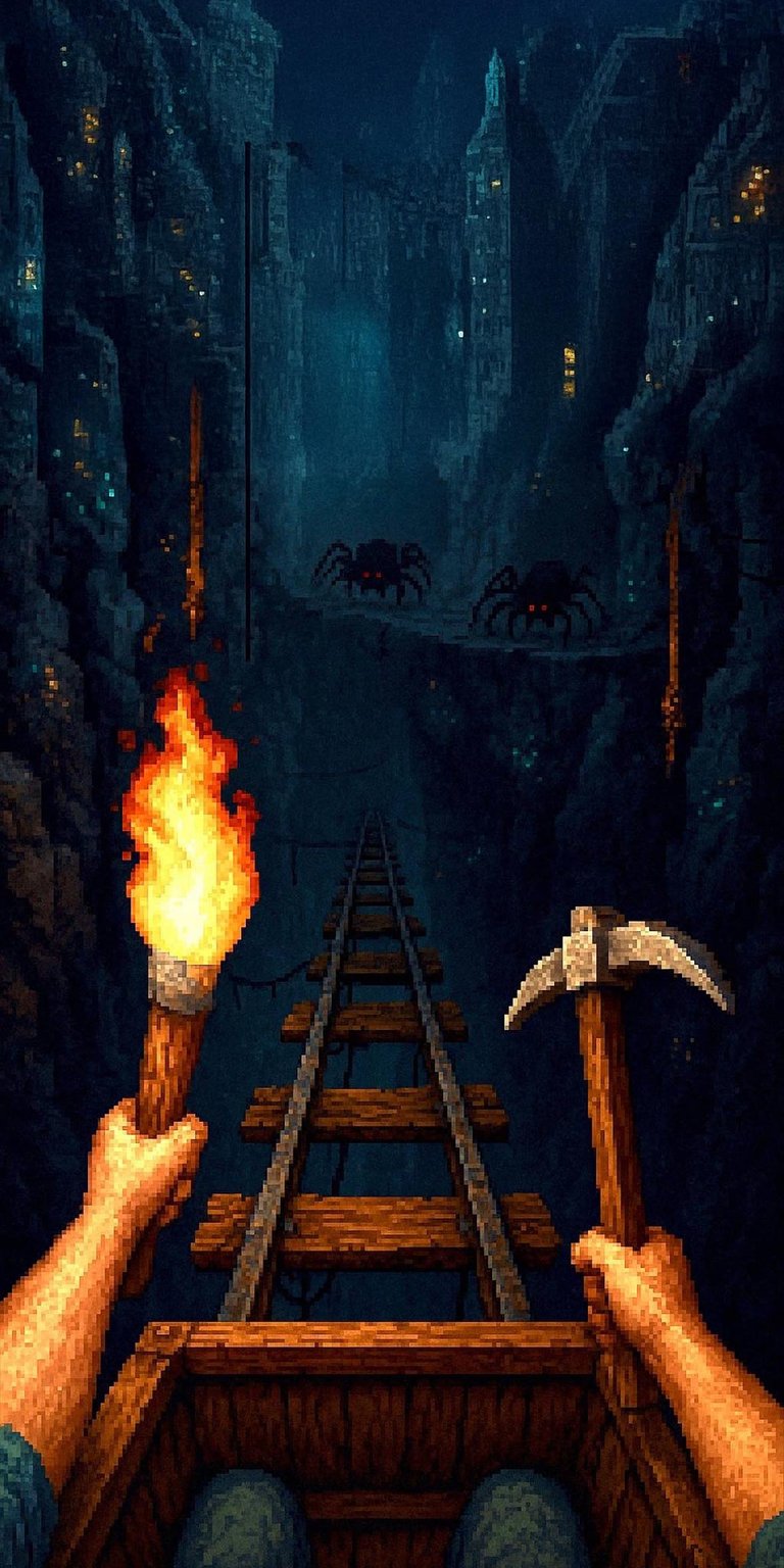 Minecraft player holding torch pixel srt iPhone wallpaper 4K