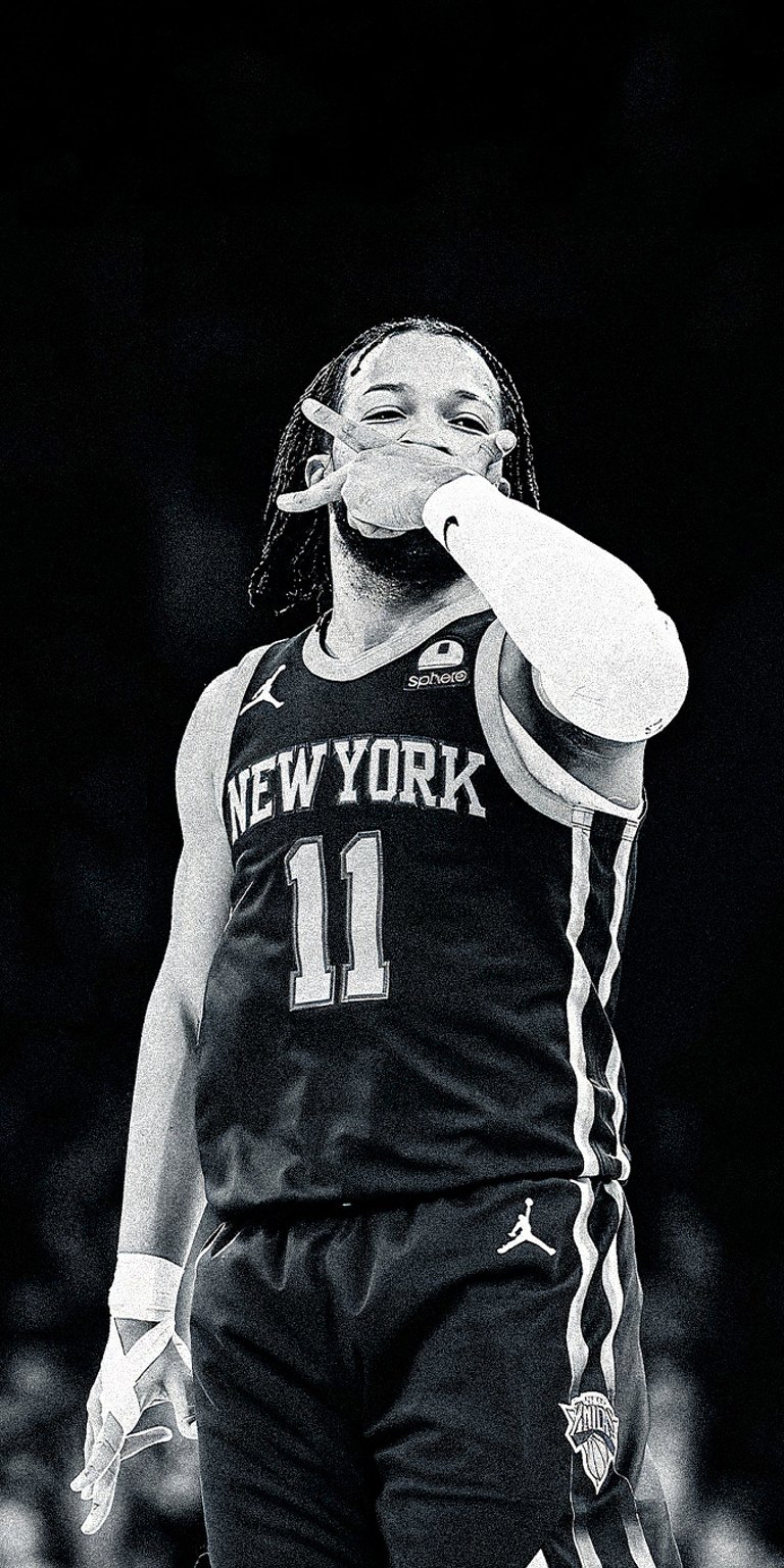Jalen Brunson black and white wallpaper iPhone 4K