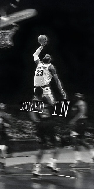 Lebron James making a dunk with locked in motivational words wallpaper