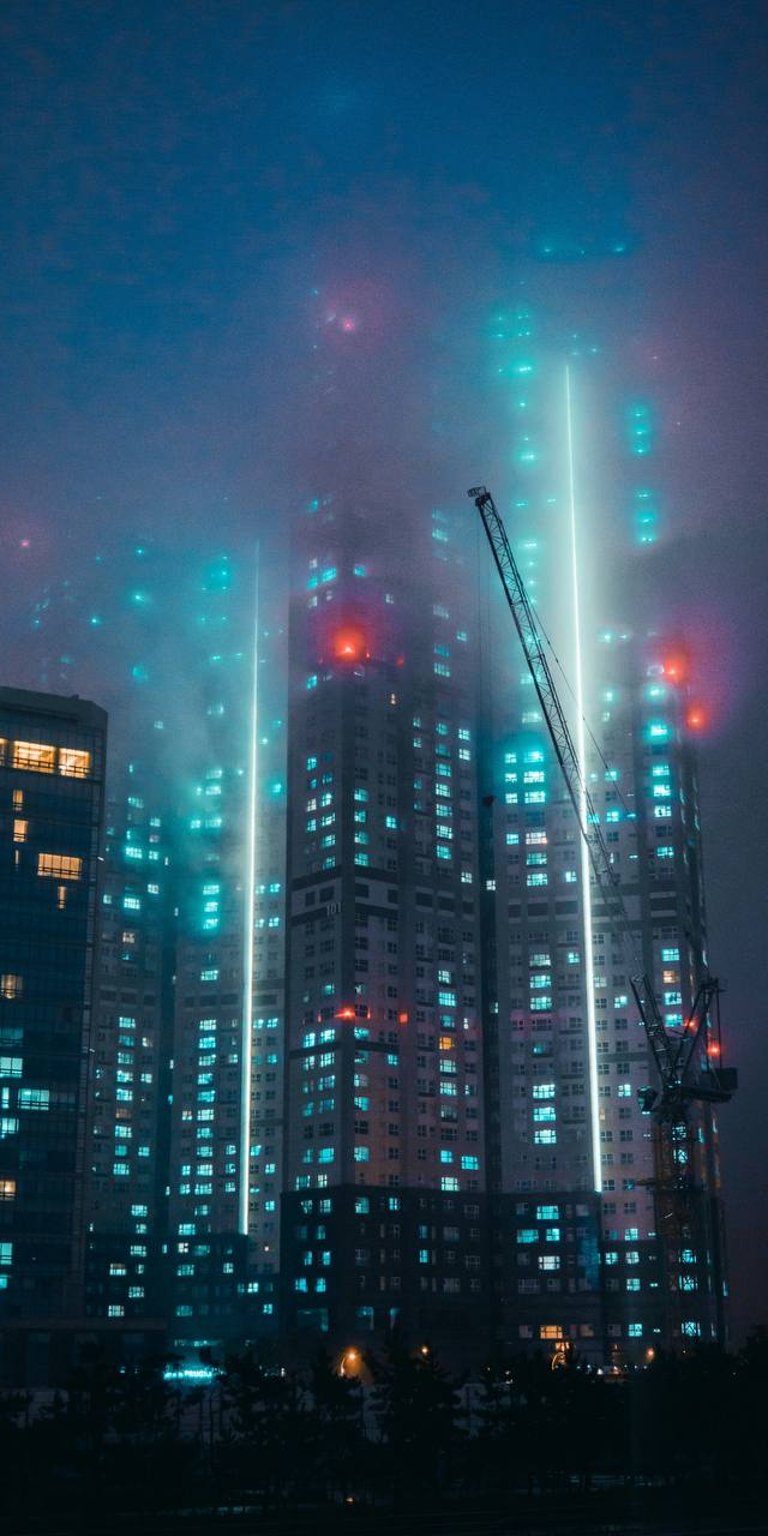City building lights dark mobile wallpapers