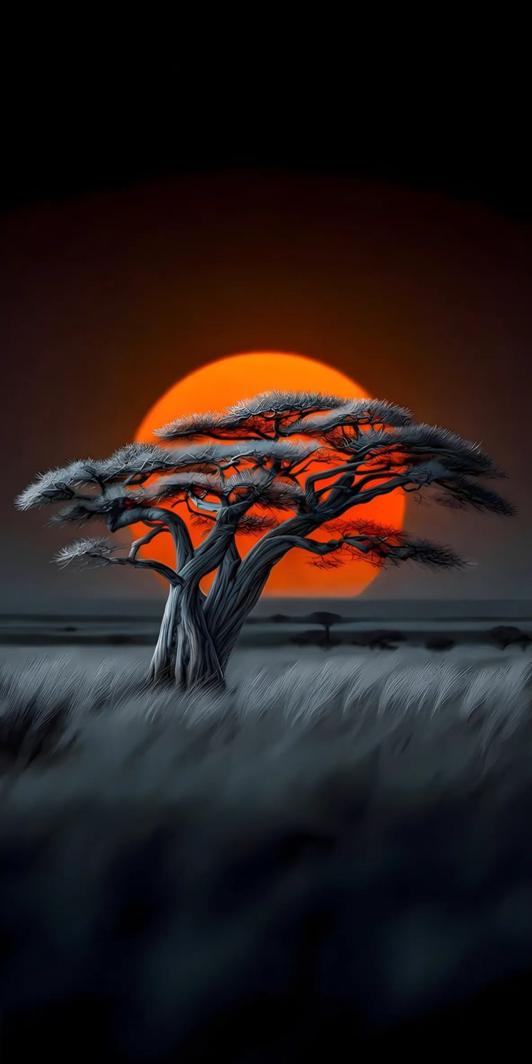 Dark tree sunset iPhone wallpaper 4K