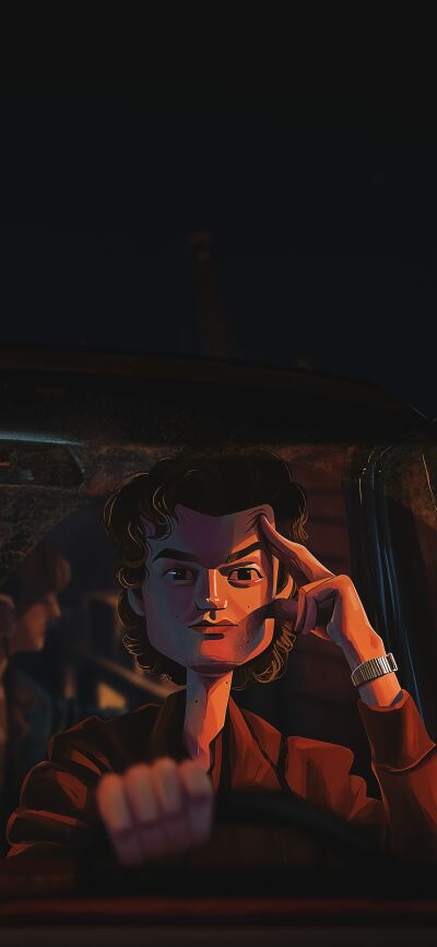 Dustin and Steve matching wallpaper provides a unique 4K wallpaper for your iPhone. This wallpaper features Dustin with curly hair and a nosebleed, and Steve with dark hair, a watch, and intense face.