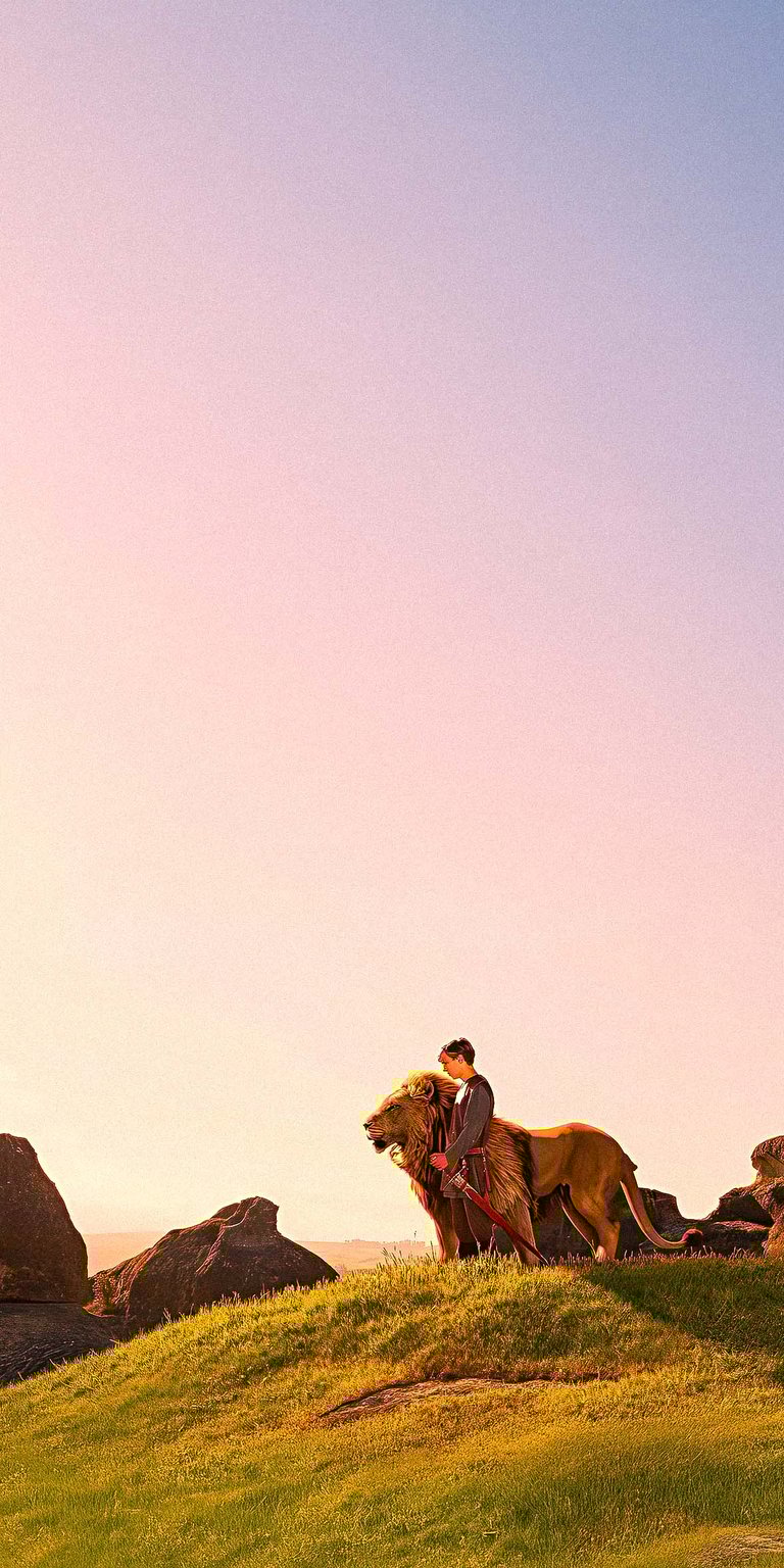 Aslan and Edmund Pevensie 4K iPhone wallpaper
