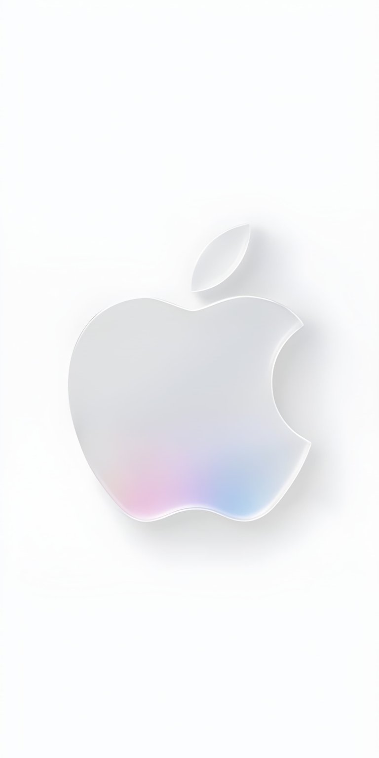 This minimalist wallpapers features a translucent, glass-morphed Apple logo with soft pink and blue pastel accents. Designed specifically for iPhone, the wallpaper offers a clean, high-definition aesthetic with subtle depth and 4K clarity.