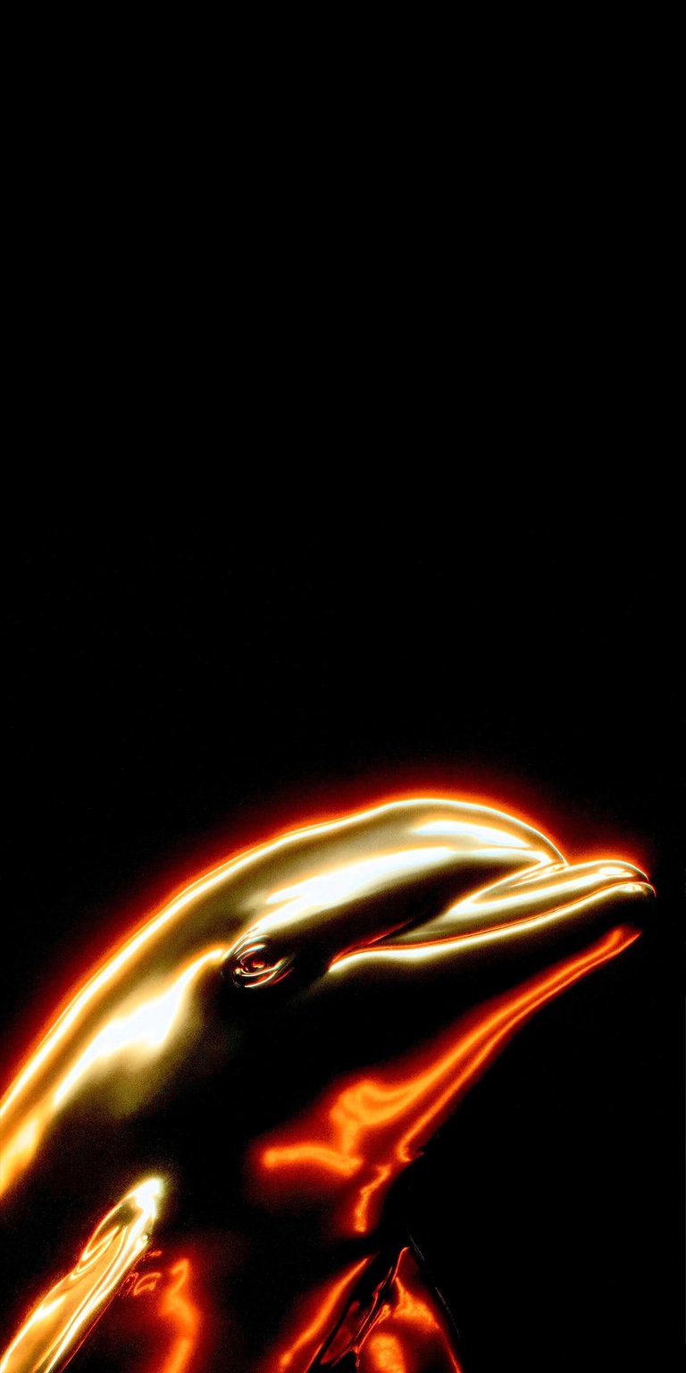 Brighten your iPhone with this stunning golden dolphin 4K wallpaper. The sleek, glowing outline and deep red reflection add a touch of modern art.