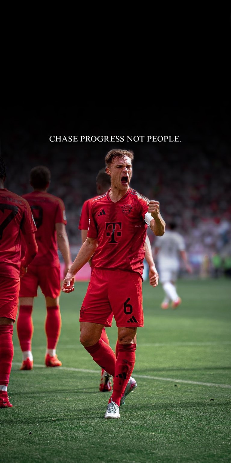 Joshua Kimmich 4K wallpaper presented in Aesthetic wallpapers style, capturing an emotional on-pitch celebration with cinematic intensity. This wallpaper is optimized for iPhone, featuring bold red tones, dynamic stadium lighting, and a powerful, driven match-day mood that works perfectly as a wallpaper.