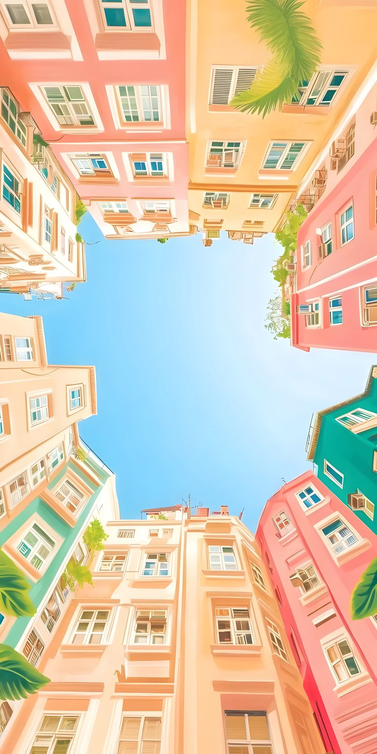 Colorful buildings iPhone wallpaper 4K