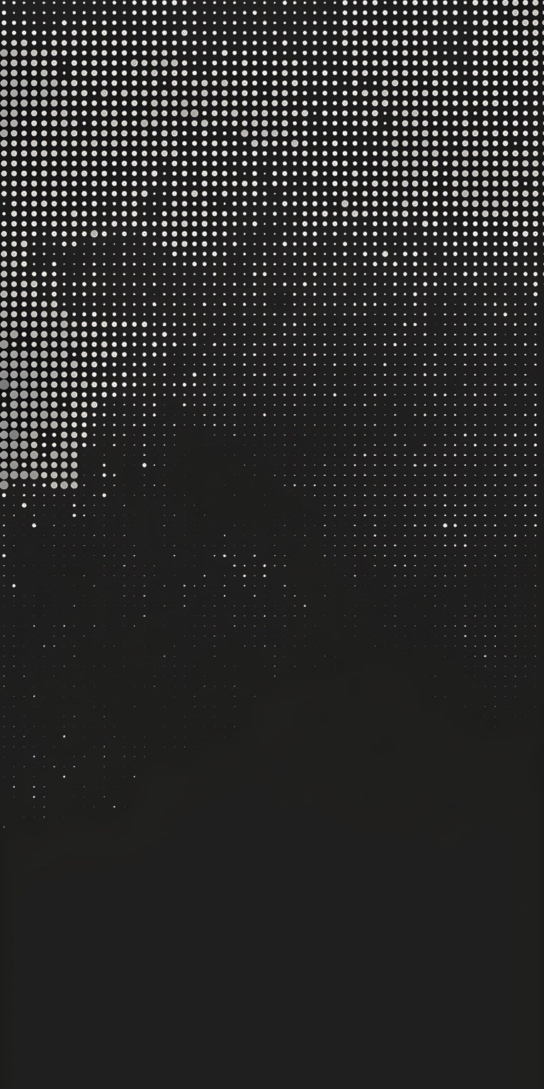 A sophisticated black halftone wallpaper utilizing 3D dot patterns and monochromatic textures for a tech-focused iPhone look. This high-contrast abstract wallpaper is optimized for OLED mobile screens and dark mode enthusiasts.
