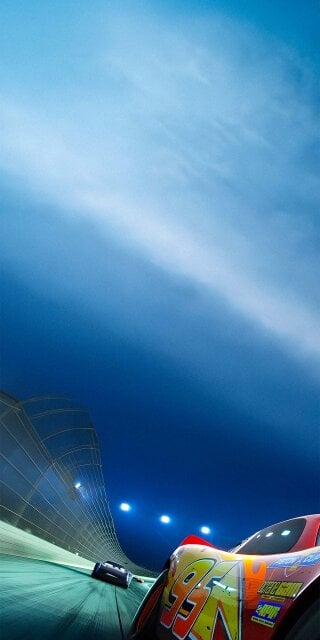 Lightning McQueen on race wallpaper 4k