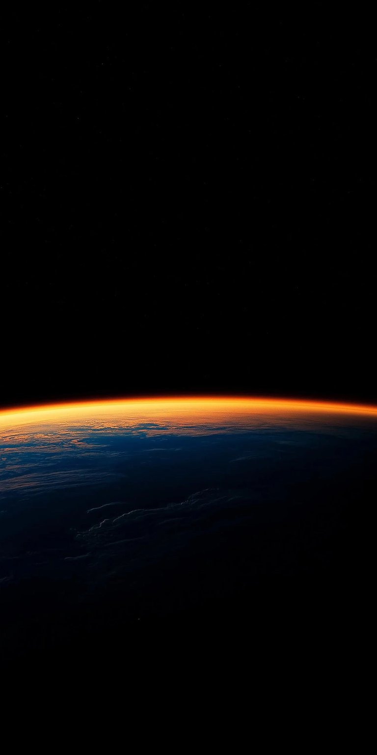 Download this striking 4K wallpaper of the Earth as seen from space for your iPhone. The wallpaper features a bright, golden horizon above the blue and white clouds, with the time displayed in large gray numbers.