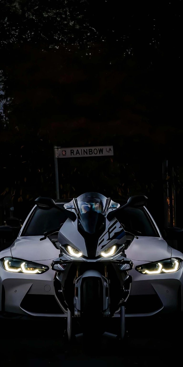 BMW M3 with 1000RR superbike iPhone wallpaper
