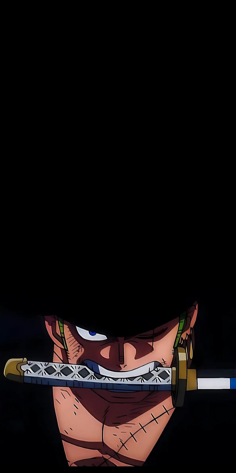 Experience the intensity of this Roronoa Zoro Live wallpaper featuring a deep black aesthetic and sharp katana detail. This high-contrast mobile wallpaper is optimized for OLED iPhone screens to make the green hair and steel blade pop.