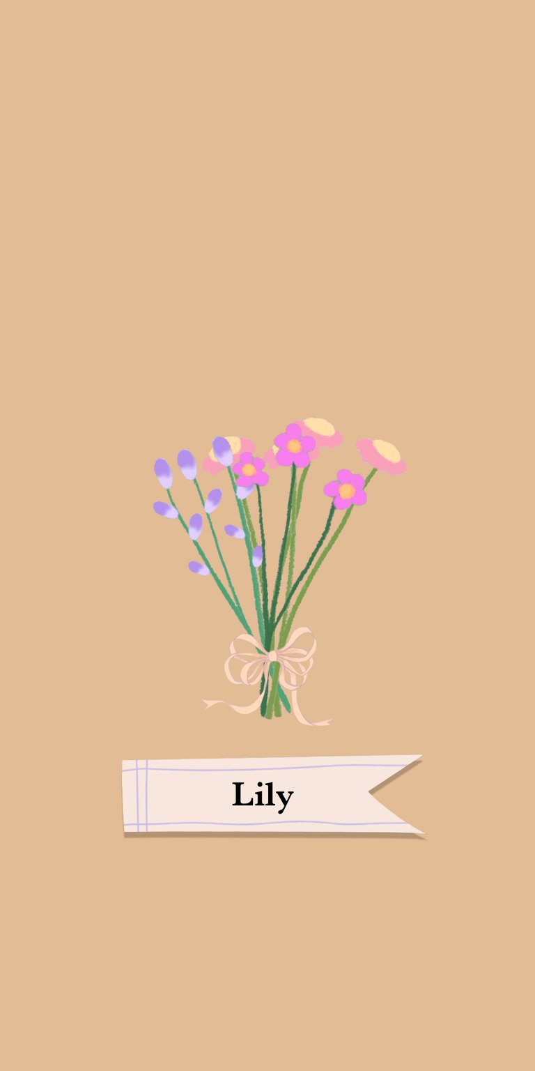 pink illustration flower daisy bouquet label name lily
