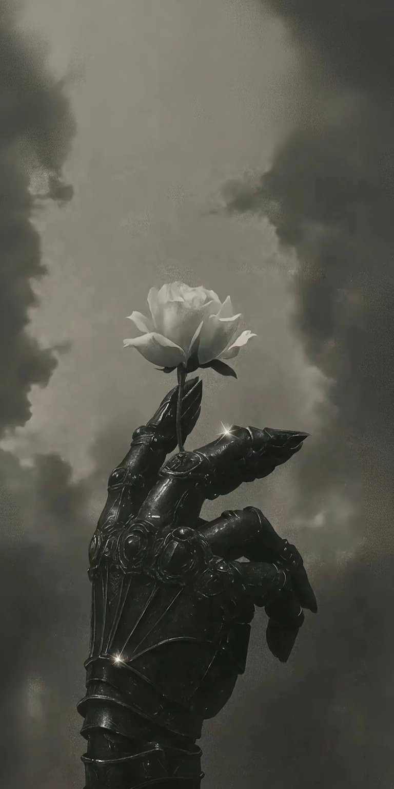 Knight warrior fantasy with white rose iPhone wallpaper HD