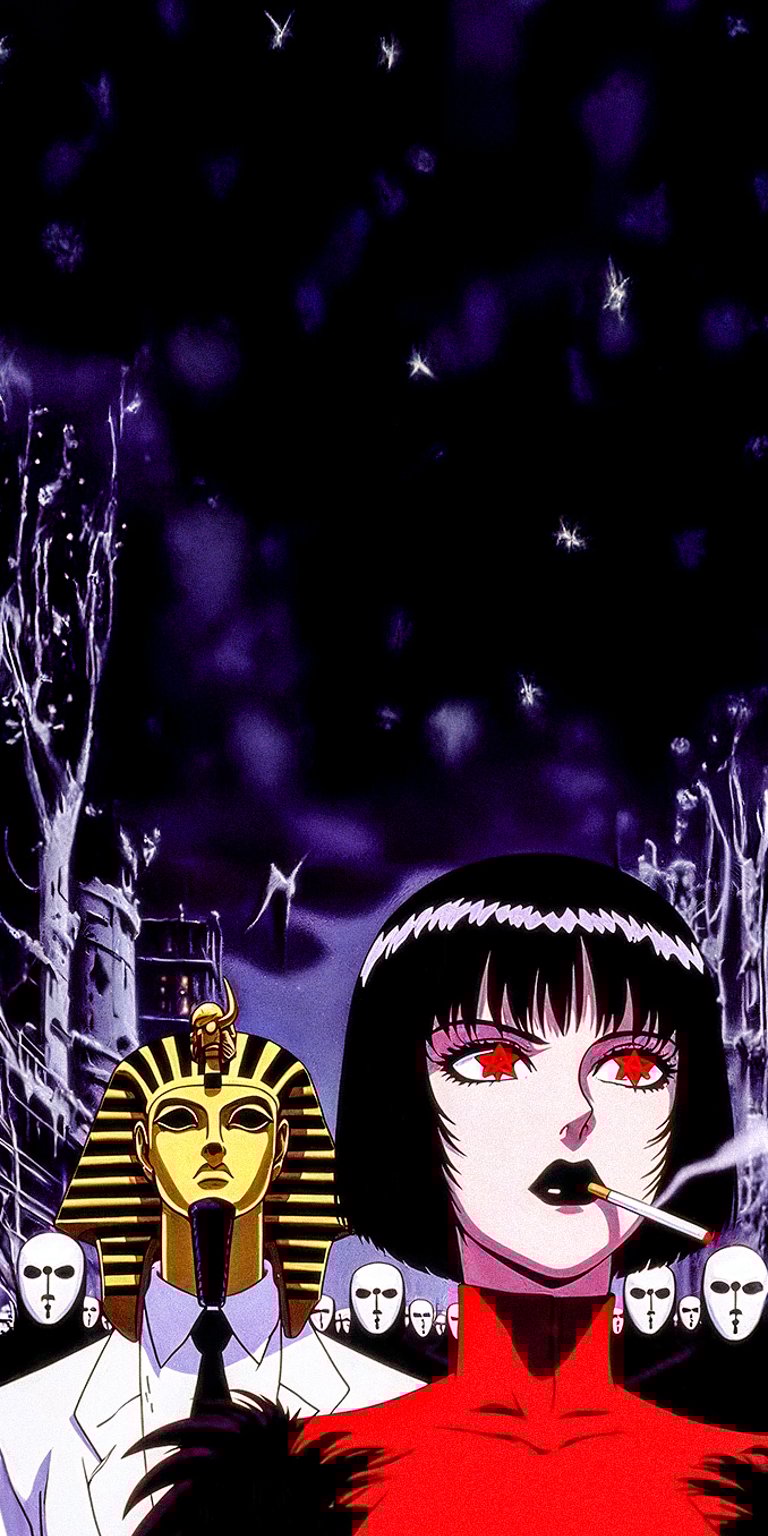 Egyptian with devil girl anime wallpaper iPhone 4K