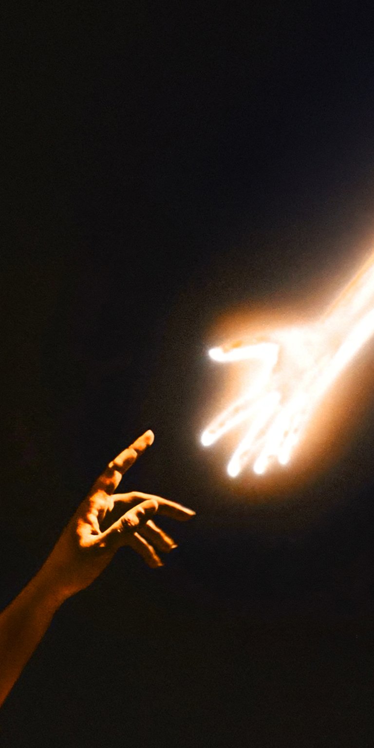 Glowing hand reaching wallpaper iPhone 4K