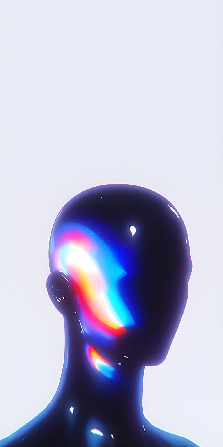 Add a futuristic touch to your iPhone with this 4K wallpaper featuring a glossy black humanoid bust with vibrant iridescent light leaks. This artistic wallpaper blends liquid textures with a rainbow spectrum to create a high-contrast, modern aesthetic.