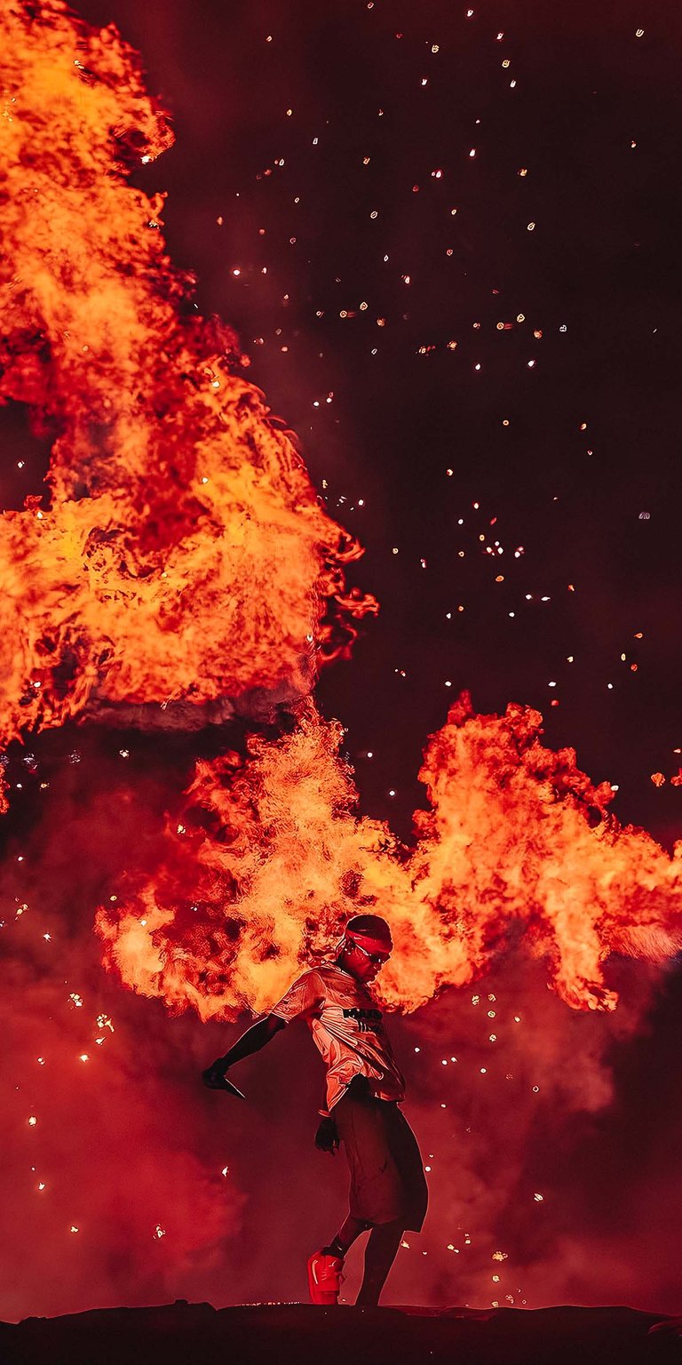 Travis Scott on fire iPhone wallpaper 4K