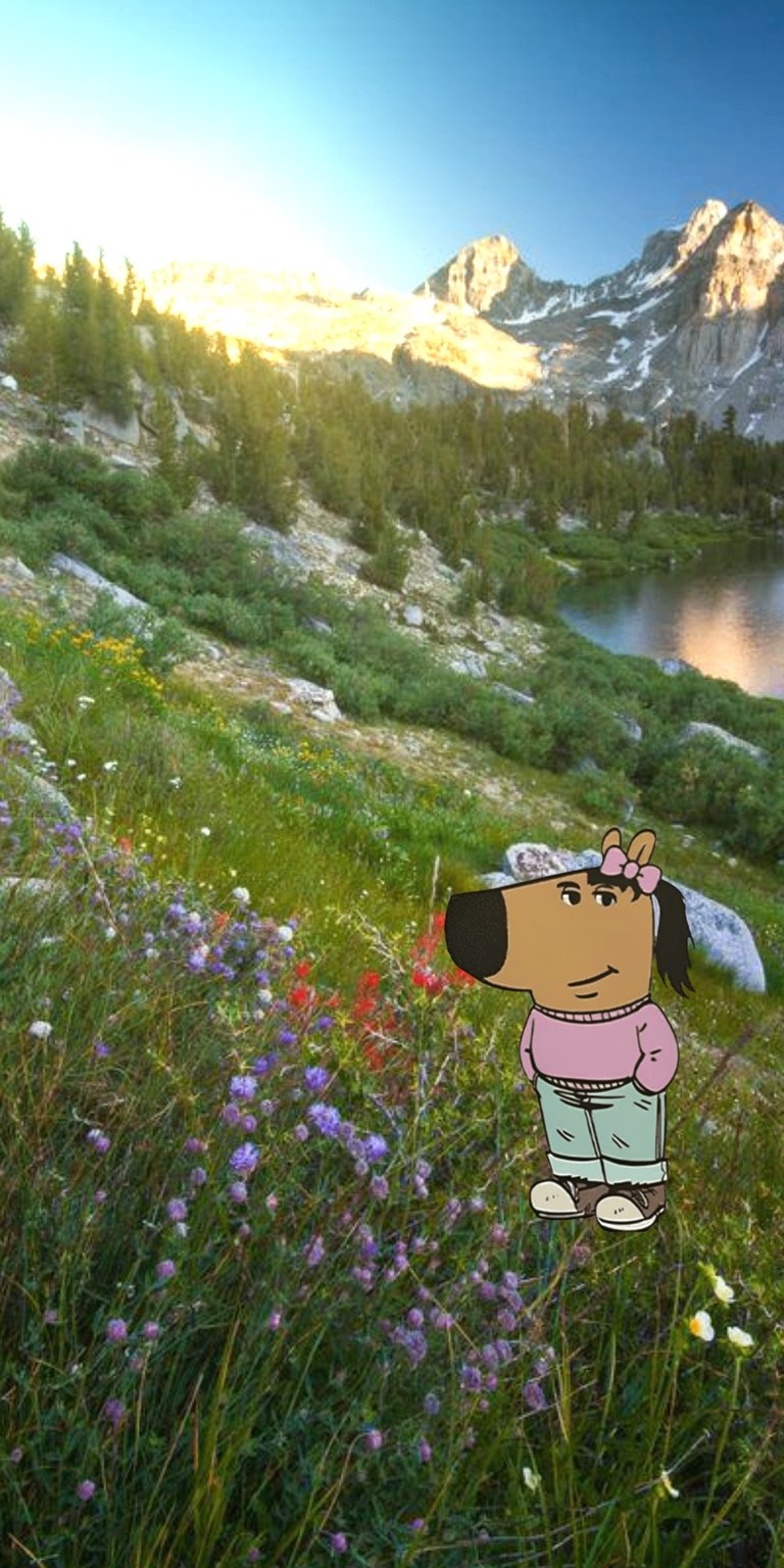 Ghill Girl in the flowery mountains wallpaper