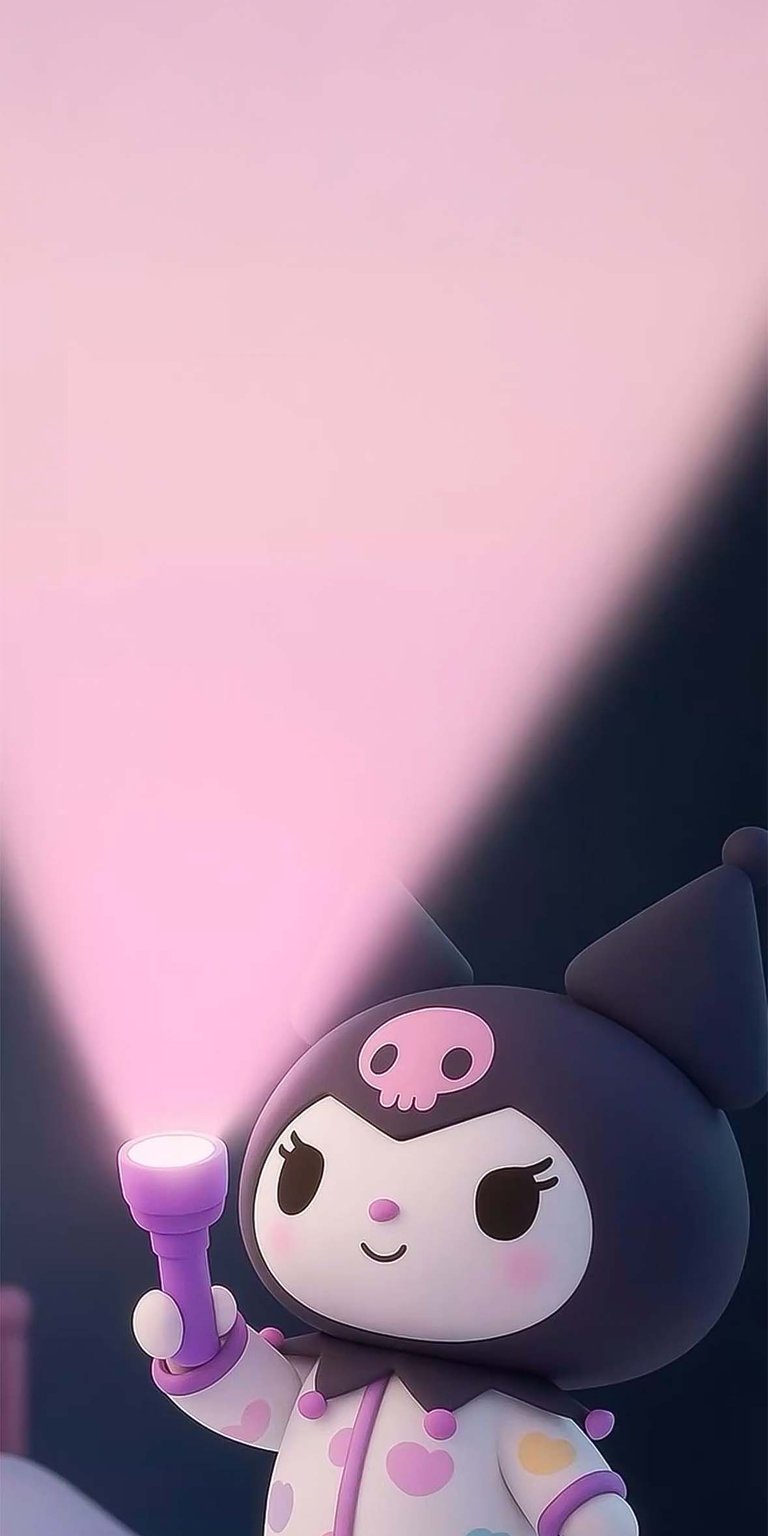 Kuromi holding flashlight iPhone wallpaper