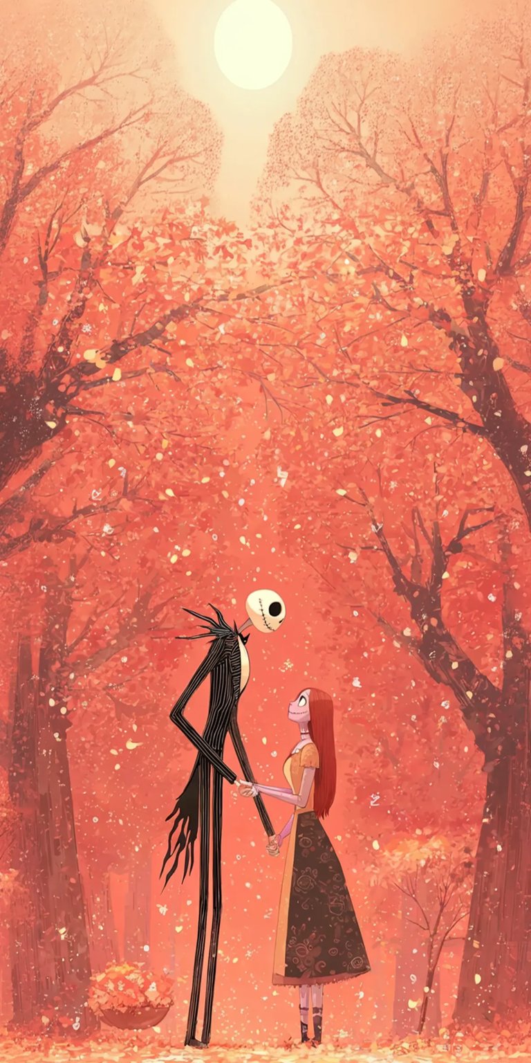 Halloween Jack Skellington and Sally iPhone wallpaper 4K