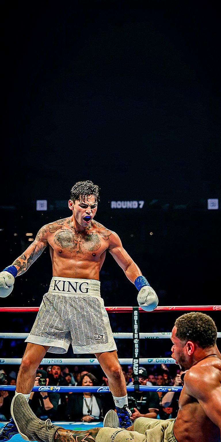 This image captures a moment from the boxing match between Ryan Garcia and Devin Haney wallpaper iPhone 4K