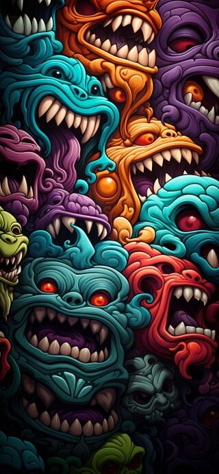 Monster colorful faces HD wallpaper