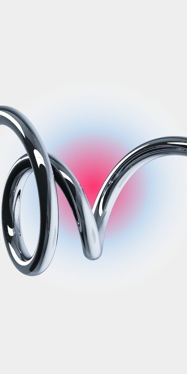 Download this chrome coil 4K wallpaper for your iPhone, showcasing a reflective surface and a vibrant red and blue light in the background. This high-resolution wallpaper is perfect for adding a touch of modern art to your device.