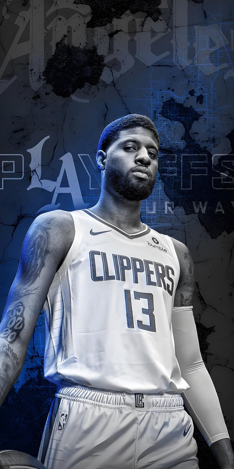 Paul George art collage iPhone wallpaper 4K