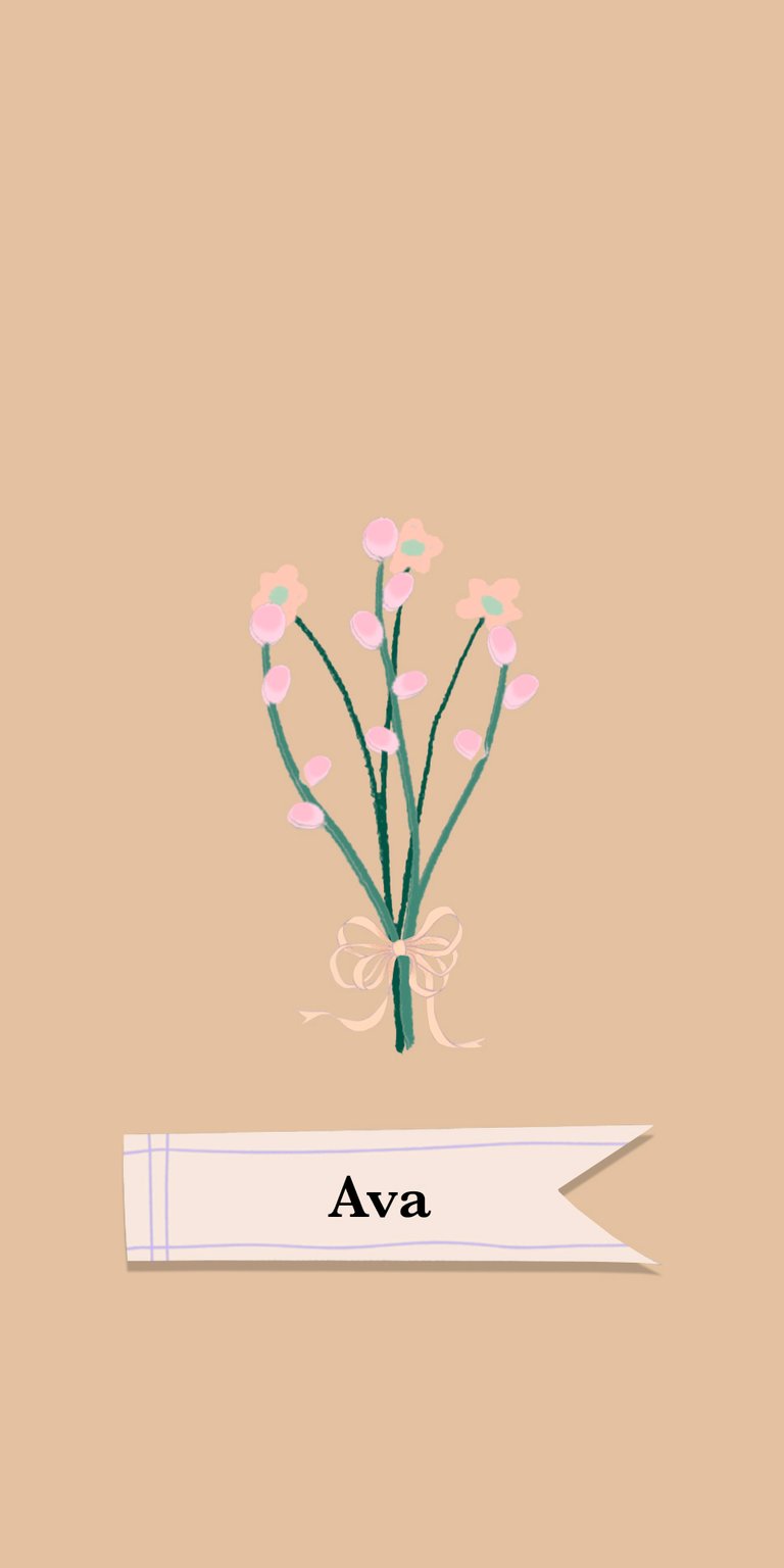 pink illustration flower white label ribbon stem name ava