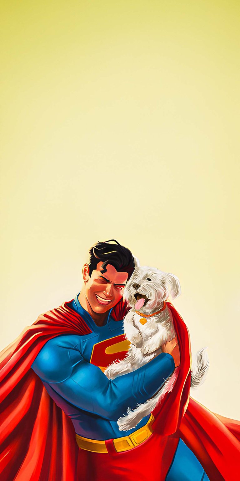 Superman with dog art iPhone wallpaper
