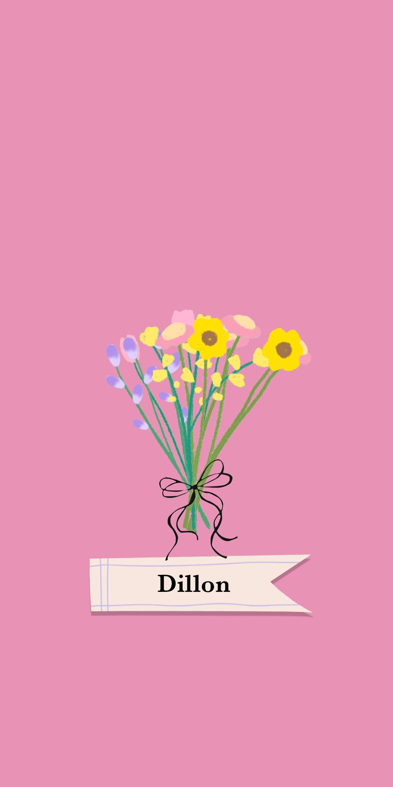 illustration flower wildflower yellow daisy fill bouquet label ribbon name dillon