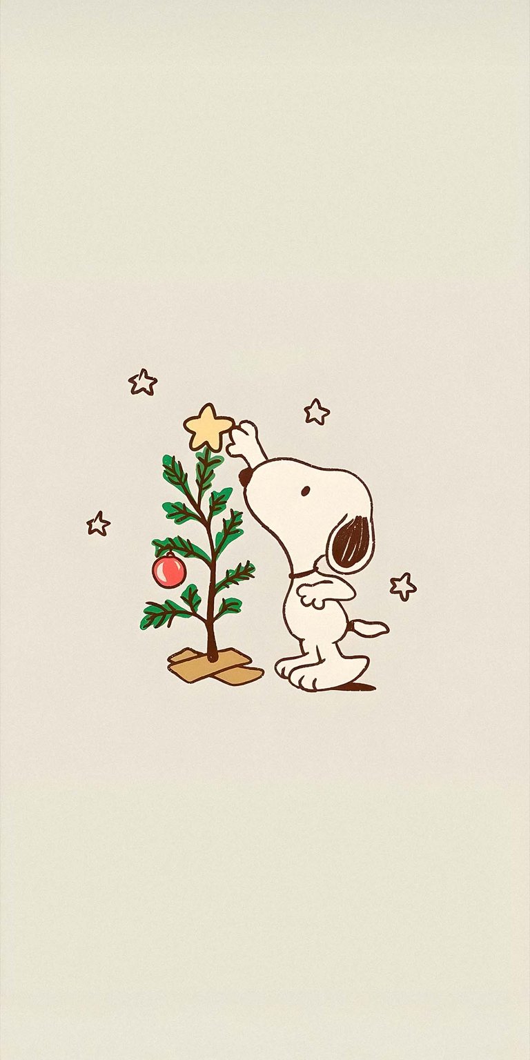Snoopy making a small christmas tree wallpaper 4k iPhone