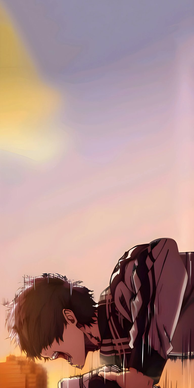 Download this intense Yoichi Isagi 4K wallpaper for your iPhone, capturing his raw emotion against a soft, gradient sky. This stunning wallpaper showcases Isagi with messy dark hair, a checkered shirt, and striking, dynamic lines.