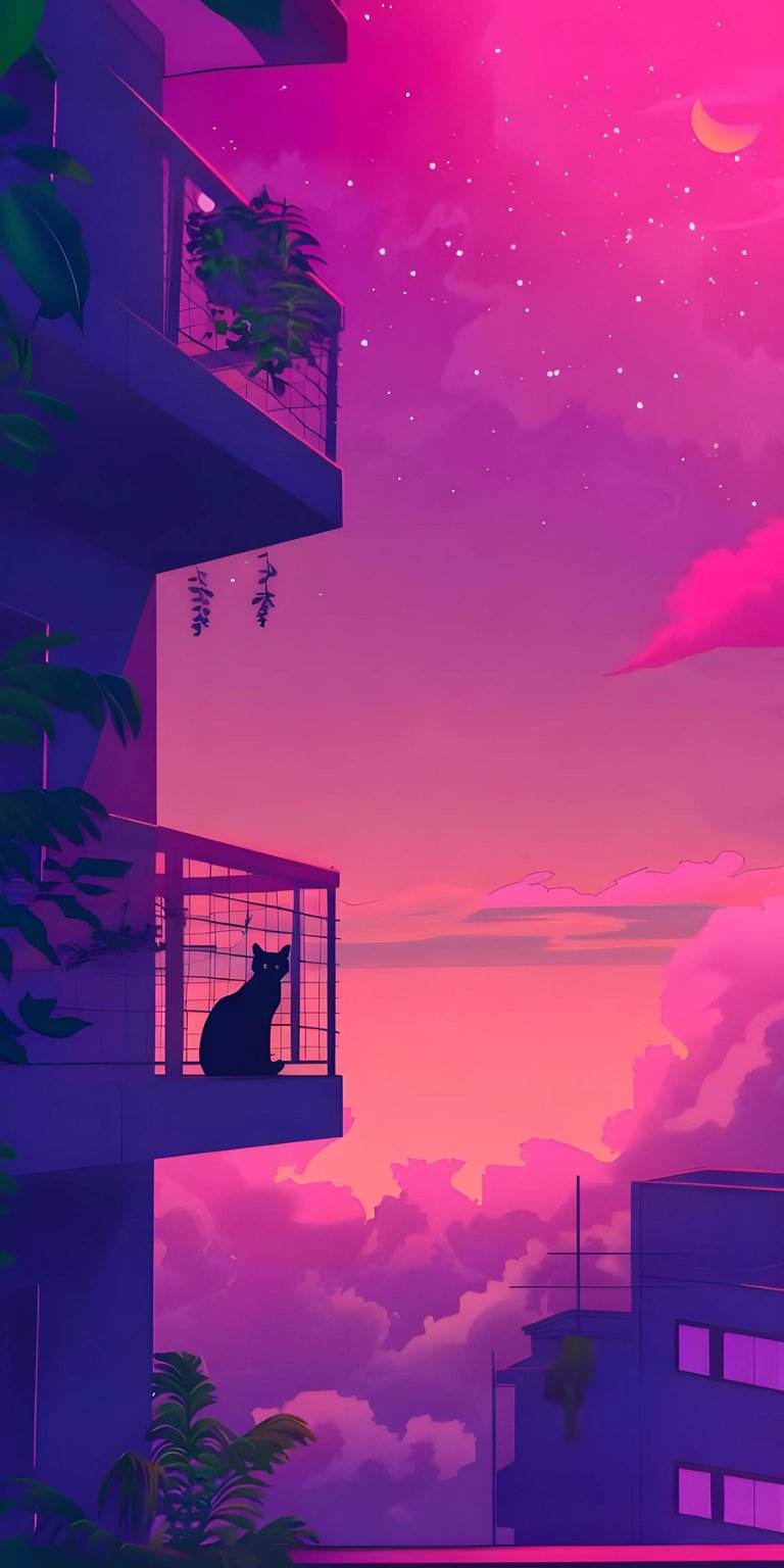 Sunset cat iPhone wallpaper 4K