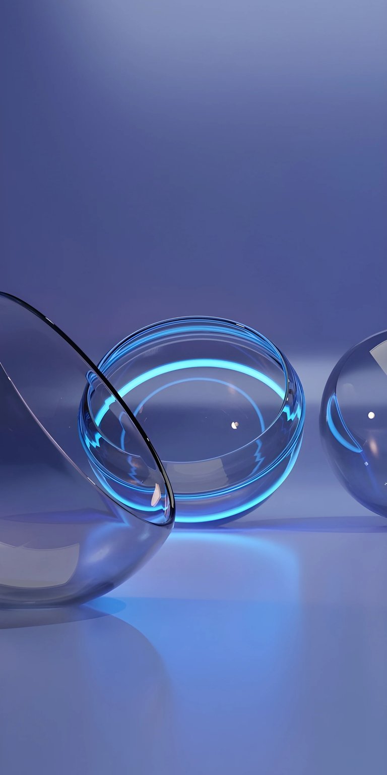 Download this stunning crystal balls 4K wallpaper for your iPhone today. This wallpaper features clear bowls with blue highlights and subtle shadows.